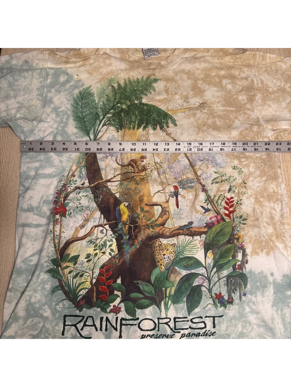 Vintage 1991 Liquid Blue Rainforest Preserve T-Shirt Tie Dye XL Single Stitch - Picture 15 of 16